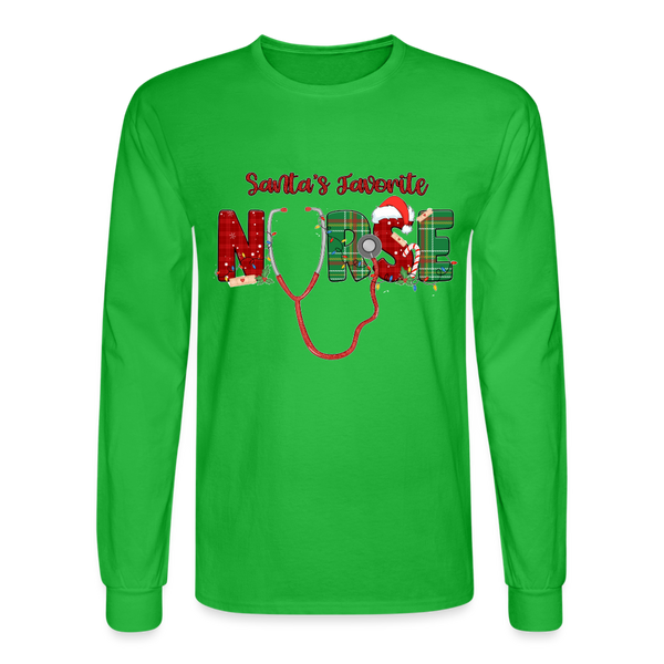 60056 4/4S Santa's Favorite Nurse TSHIRT - bright green