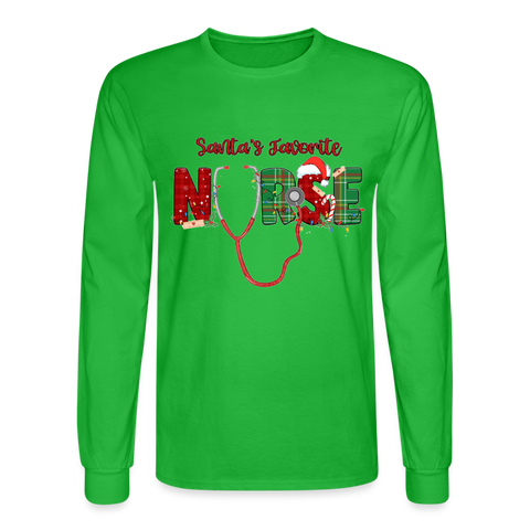 60056 4/4S Santa's Favorite Nurse TSHIRT - bright green