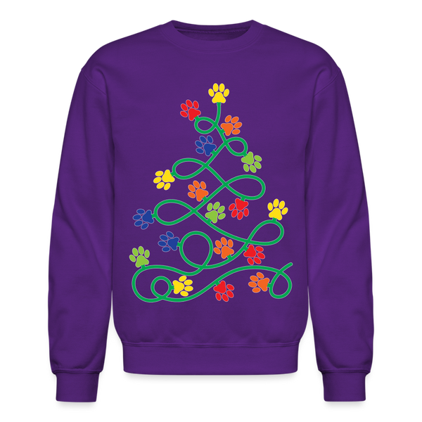 60055 4/4S Paw Print Tree SWEATSHIRT - purple