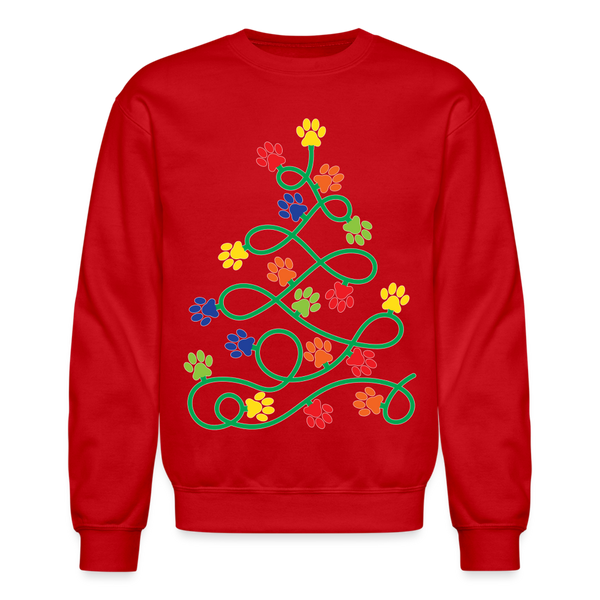 60055 4/4S Paw Print Tree SWEATSHIRT - red