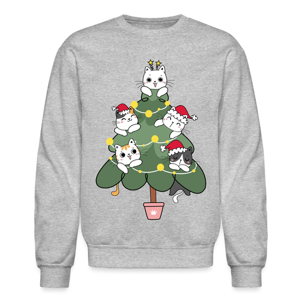 60059 4/4S Cats In The Christmas Tree SWEATSHIRT - heather gray