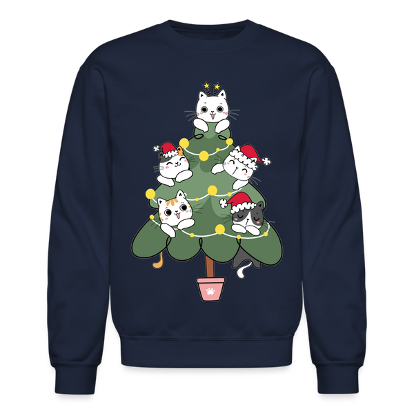 60059 4/4S Cats In The Christmas Tree SWEATSHIRT - navy