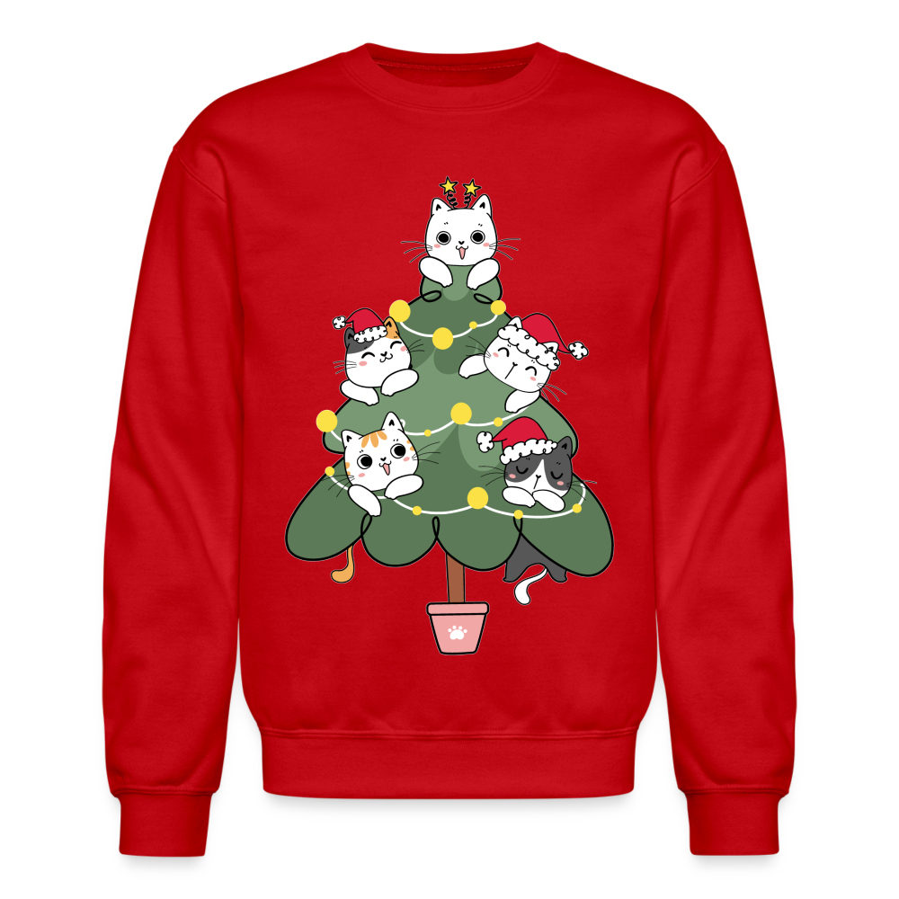 60059 4/4S Cats In The Christmas Tree SWEATSHIRT - red