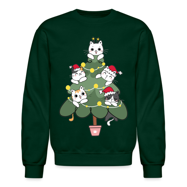 60059 4/4S Cats In The Christmas Tree SWEATSHIRT - forest green