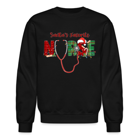 60056 4/4S Santa's Favorite Nurse SWEATSHIRT - black