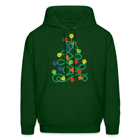 60055 4/4S Paw Print Tree HOODIE - forest green