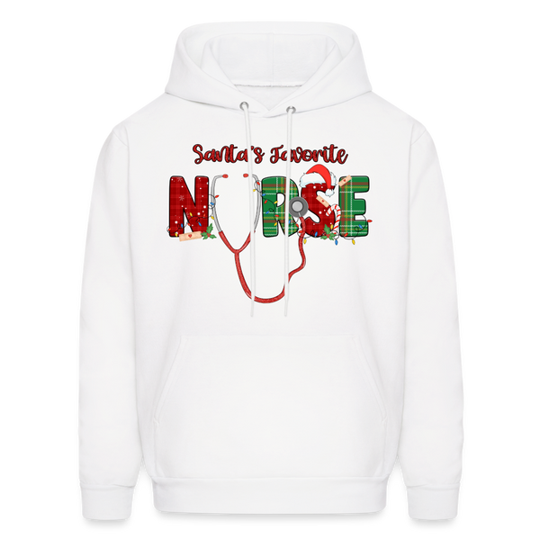 60056 4/4S Santa's Favorite Nurse HOODIE - white