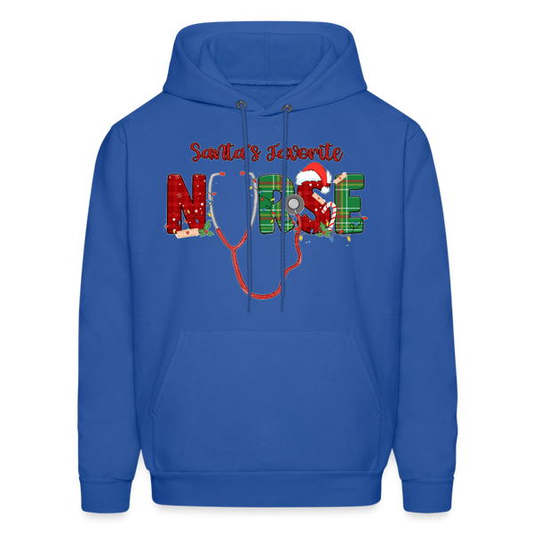 60056 4/4S Santa's Favorite Nurse HOODIE - royal blue