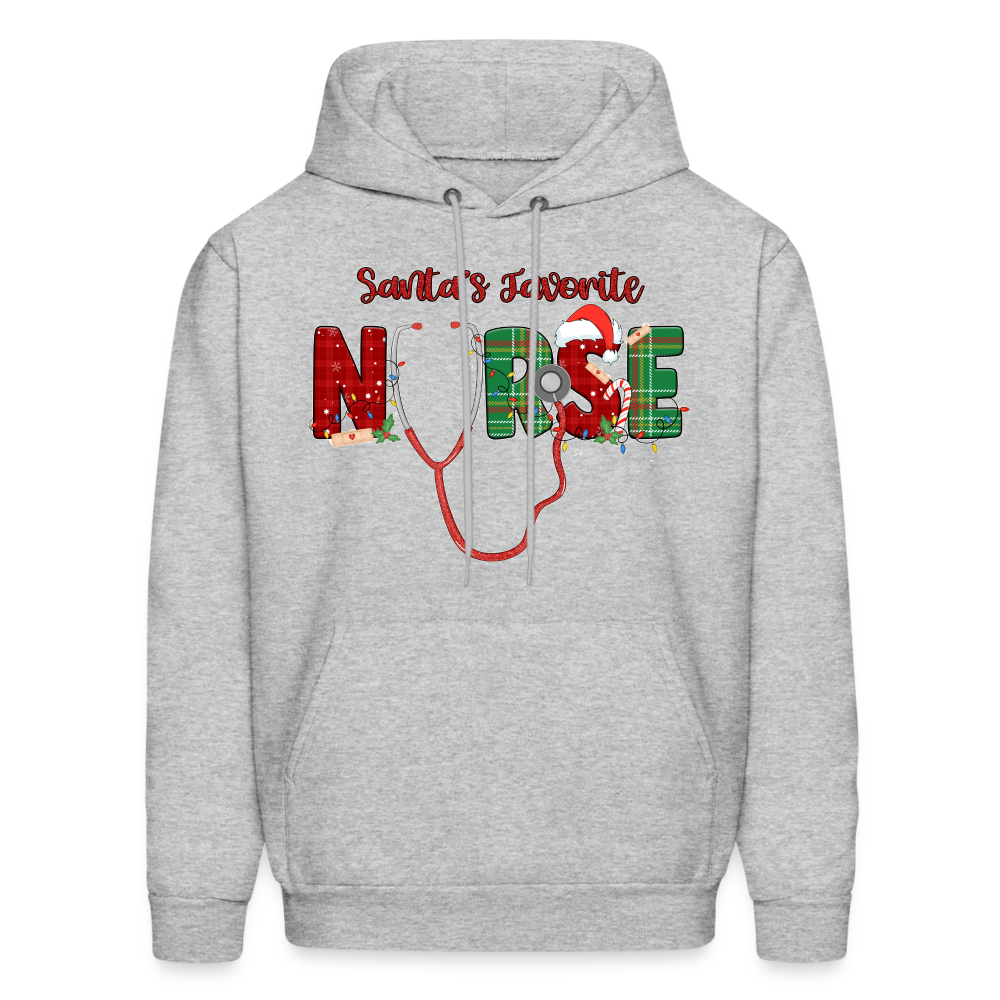 60056 4/4S Santa's Favorite Nurse HOODIE - heather gray