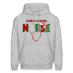 60056 4/4S Santa's Favorite Nurse HOODIE - heather gray