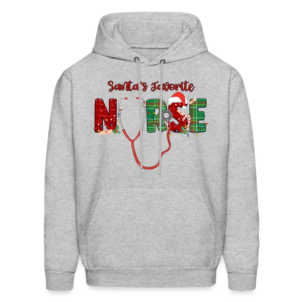 60056 4/4S Santa's Favorite Nurse HOODIE - heather gray