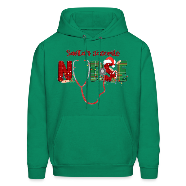 60056 4/4S Santa's Favorite Nurse HOODIE - kelly green