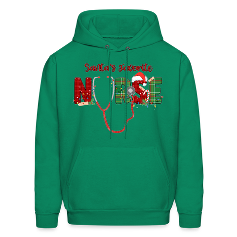 60056 4/4S Santa's Favorite Nurse HOODIE - kelly green