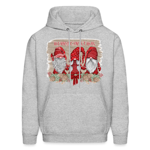 60057 4/4S Merry Christmas Red Gnome Trio HOODIE - heather gray