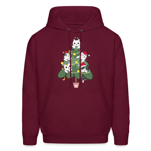 60059 4/4S Cats In The Christmas Tree HOODIE - burgundy