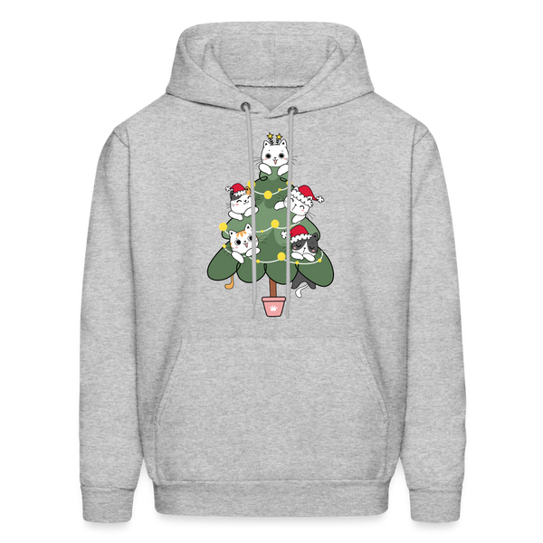 60059 4/4S Cats In The Christmas Tree HOODIE - heather gray