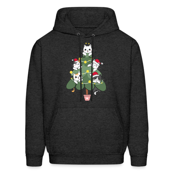 60059 4/4S Cats In The Christmas Tree HOODIE - charcoal grey