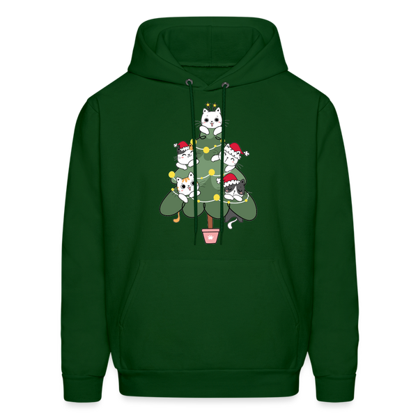 60059 4/4S Cats In The Christmas Tree HOODIE - forest green