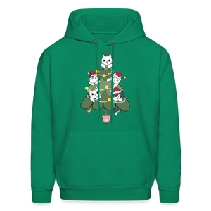 60059 4/4S Cats In The Christmas Tree HOODIE - kelly green