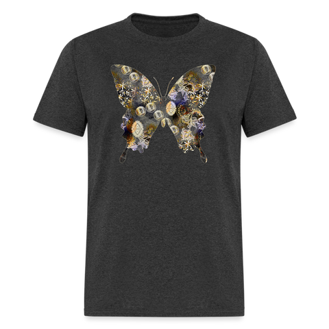 8386 1/4S Sue's Coined Paisley Butterfly 2 POD TSHIRT - heather black