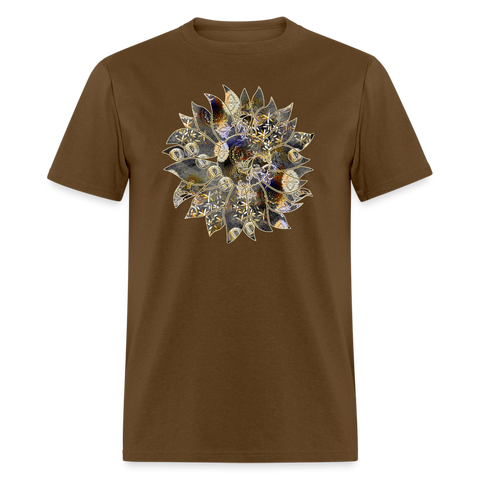 8386 1/4S Sue's Coined Paisley Sunflower POD TSHIRT - brown