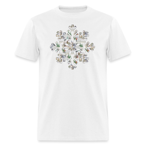 8089 1/4S John's Christmas Village Snowflake TSHIRT - white