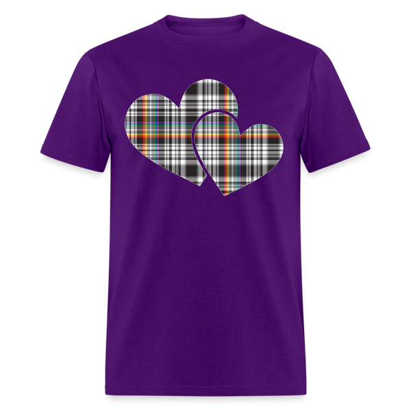 8395 1/4S Stacey's Rainbow Glen Plaid Double Heart TSHIRT - purple