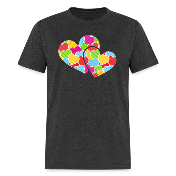 8127 Crazy For You Double Heart POD TSHIRT - heather black