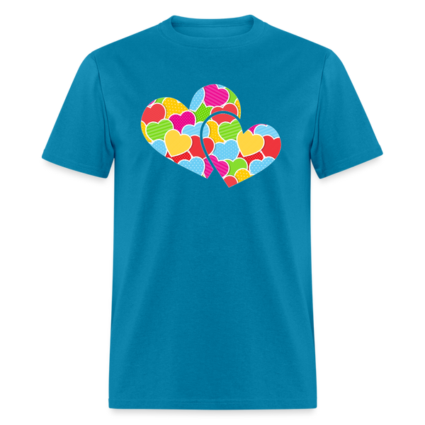 8127 Crazy For You Double Heart POD TSHIRT - turquoise