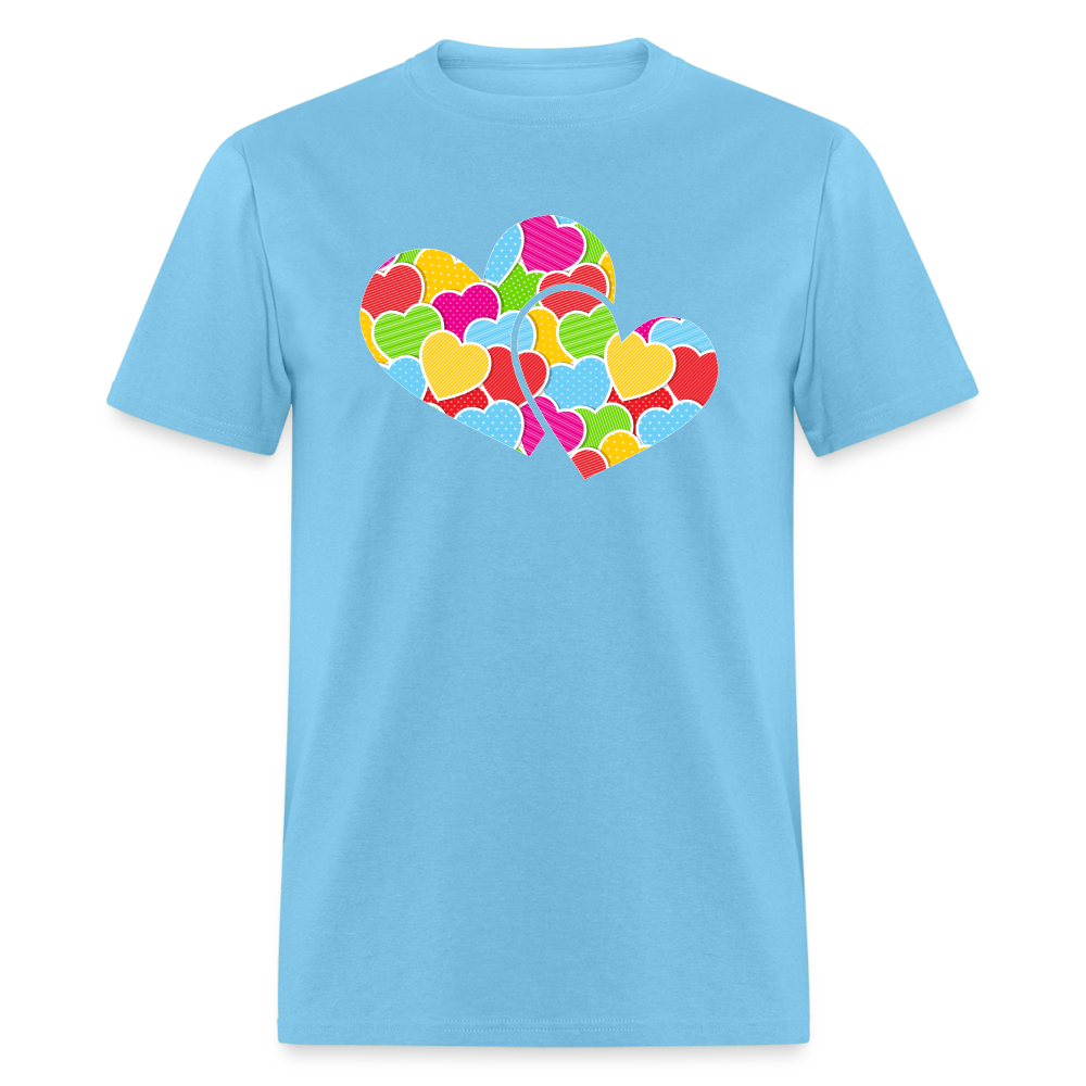 8127 Crazy For You Double Heart POD TSHIRT - aquatic blue