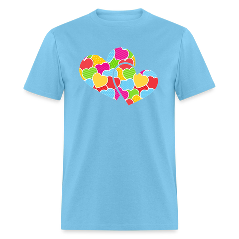 8127 Crazy For You Double Heart POD TSHIRT - aquatic blue