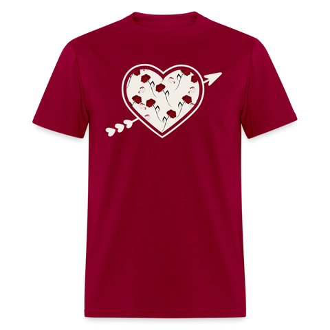 8125 Send One Rose Heart w Arrow POD TSHIRT - dark red