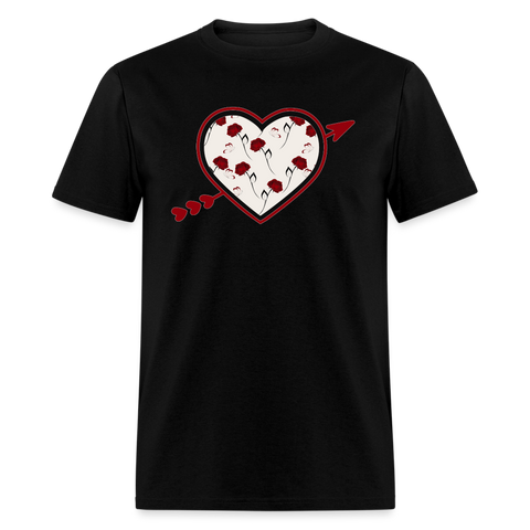 8125 Send One Rose Heart w Arrow w Red POD TSHIRT - black