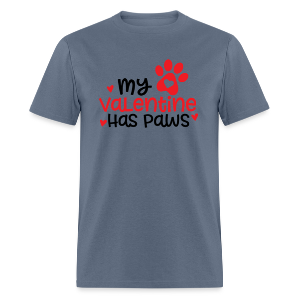 1506 1/4S My Valentine Has Paws Red Letters  TSHIRT - denim