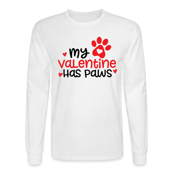 1506 4/4S My Valentine Has Paws Red Letters TSHIRT - white