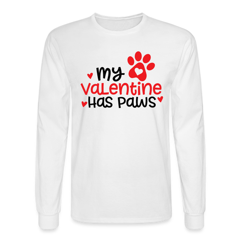 1506 4/4S My Valentine Has Paws Red Letters TSHIRT - white