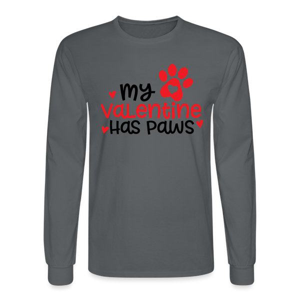 1506 4/4S My Valentine Has Paws Red Letters TSHIRT - charcoal