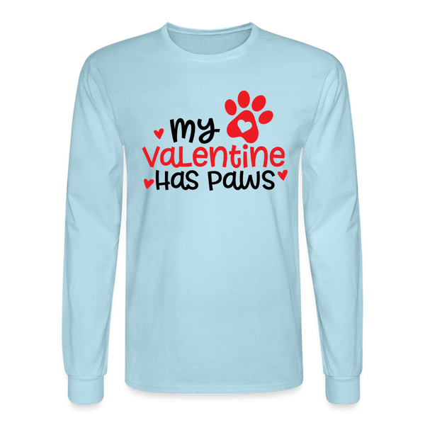 1506 4/4S My Valentine Has Paws Red Letters TSHIRT - powder blue