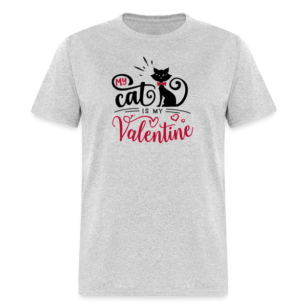 1468 1/4S My Cat Is My Valentine TSHIRT - heather gray