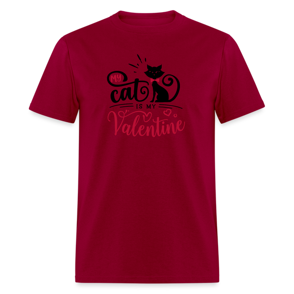 1468 1/4S My Cat Is My Valentine TSHIRT - dark red