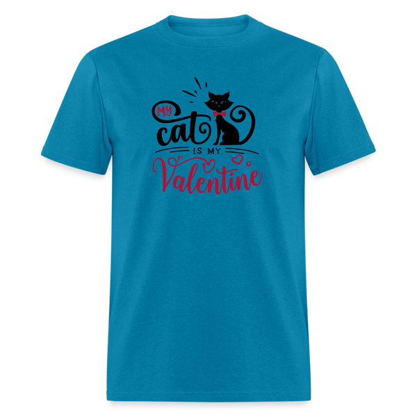 1468 1/4S My Cat Is My Valentine TSHIRT - turquoise