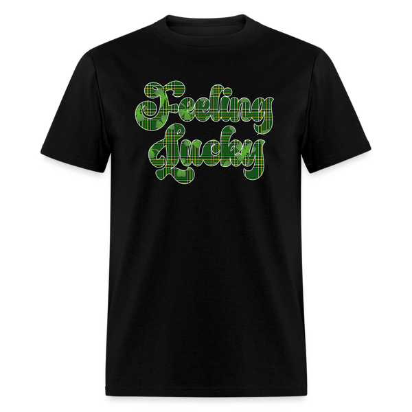 8135 Shamrock Plaid Feeling Lucky TSHIRT - black