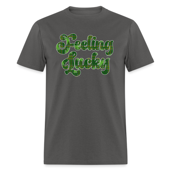 8135 Shamrock Plaid Feeling Lucky TSHIRT - charcoal