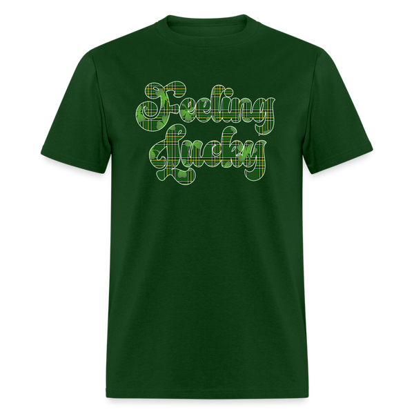 8135 Shamrock Plaid Feeling Lucky TSHIRT - forest green