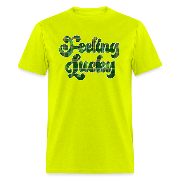 8135 Shamrock Plaid Feeling Lucky TSHIRT - safety green