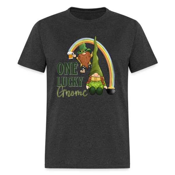 60070 One Lucky Gnome Rainbow TSHIRT - heather black