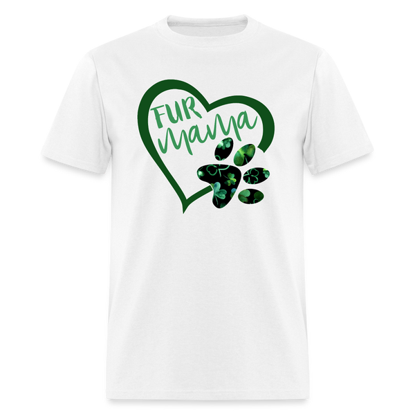 8136 Green With Envy Fur Mama Heart w Paw POD TSHIRT - white