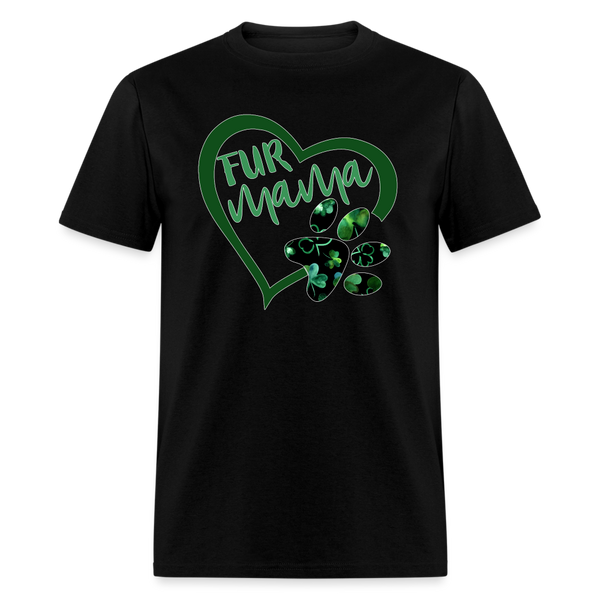 8136 Green With Envy Fur Mama Heart w Paw POD TSHIRT - black