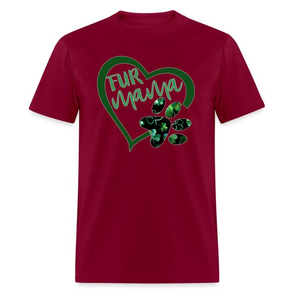 8136 Green With Envy Fur Mama Heart w Paw POD TSHIRT - burgundy