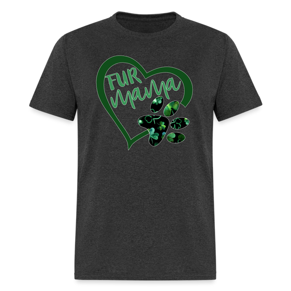 8136 Green With Envy Fur Mama Heart w Paw POD TSHIRT - heather black